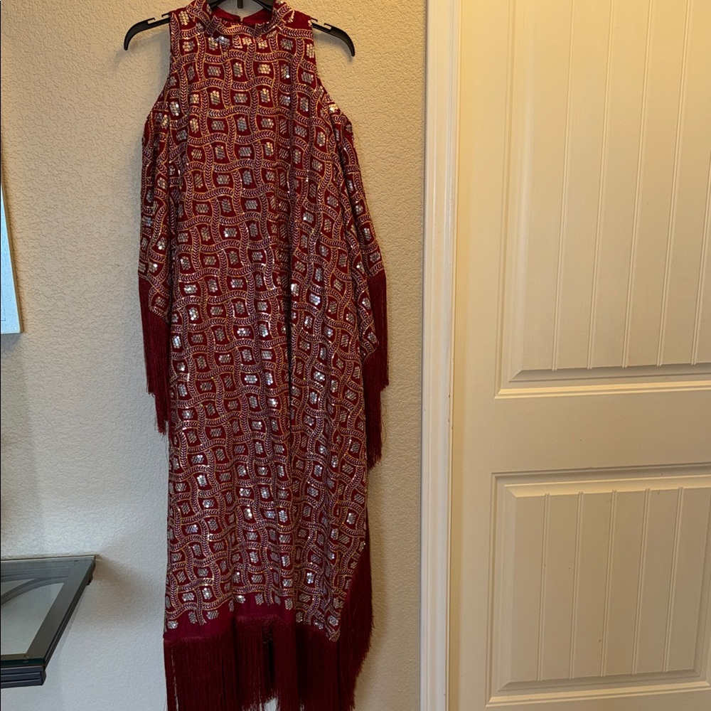Elegant Burgundy Sequin Dress